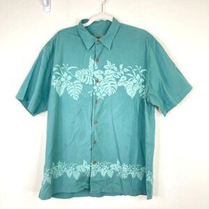 Reyn Spooner Mens Size L Hawaiian Button Up Short Sleeve Shirt Floral Cotton Top